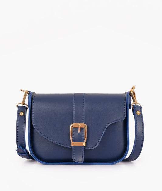 Blue saddle buckle bag