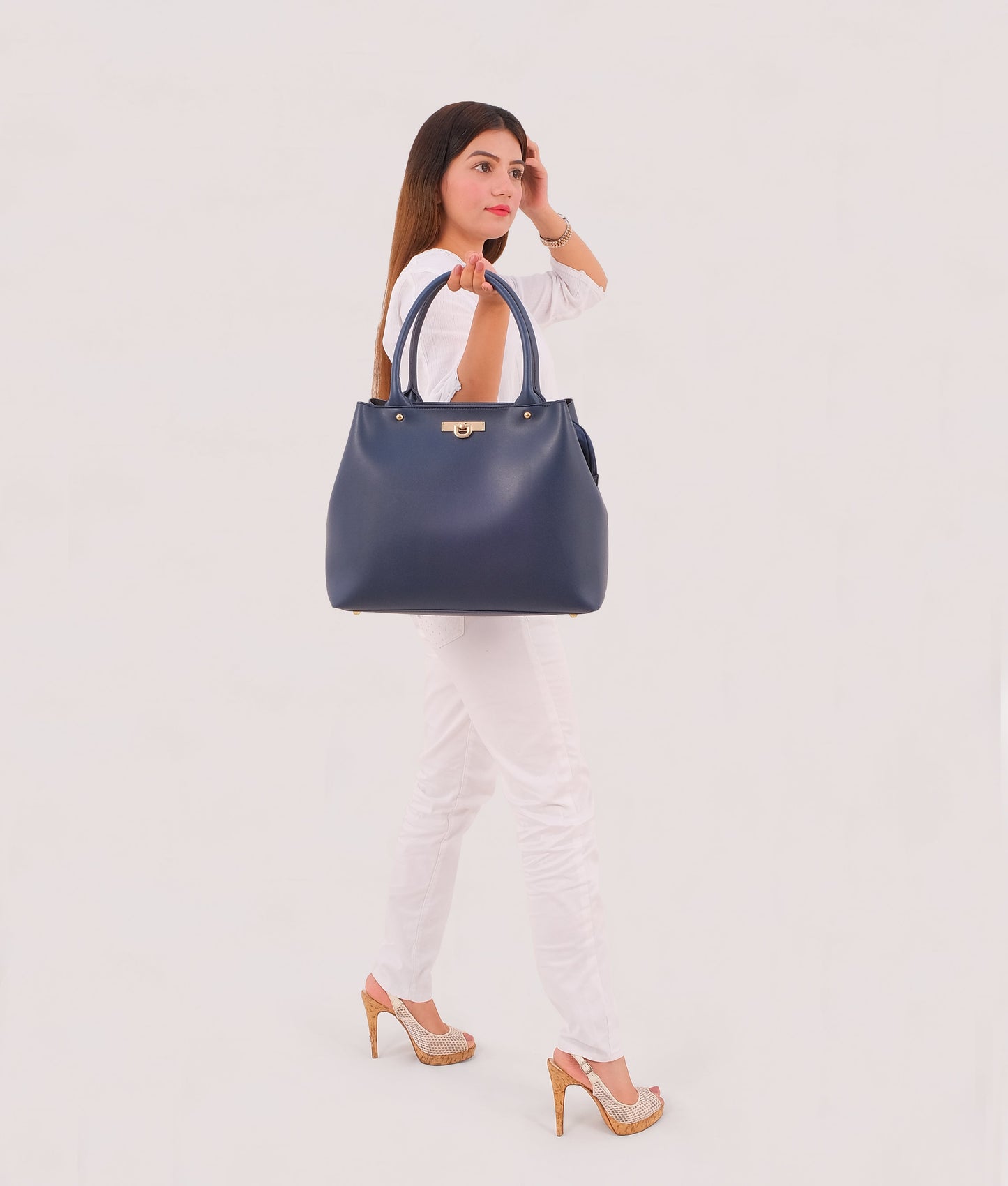 Blue zipper tote bag