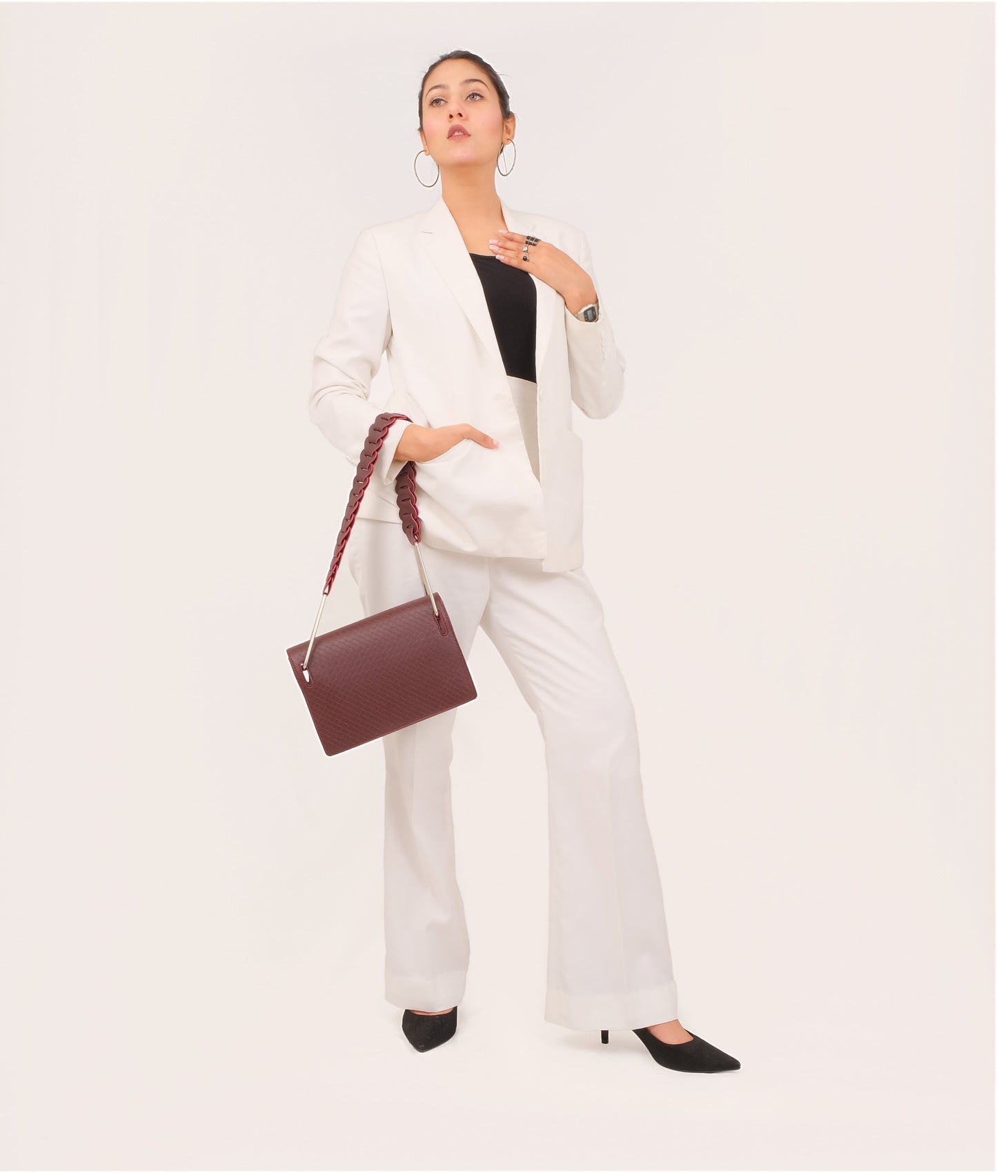 Burgundy loop strap shoulder bag