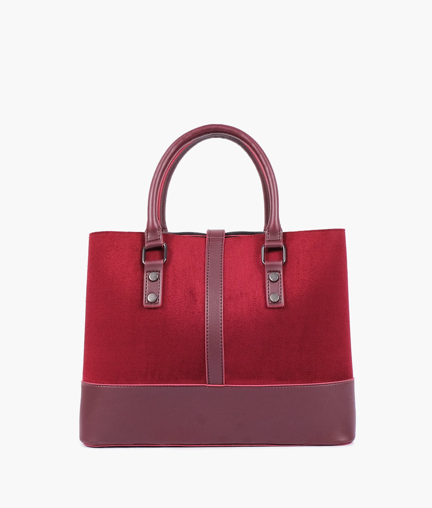 Burgundy suede multi-compartment shoulder bag