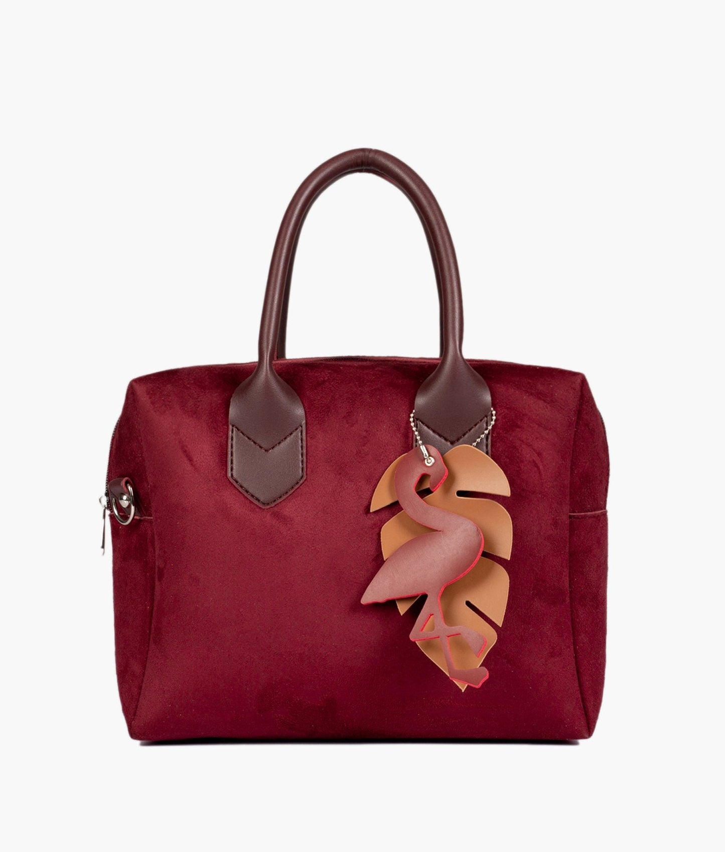 Burgundy suede mini bowling bag