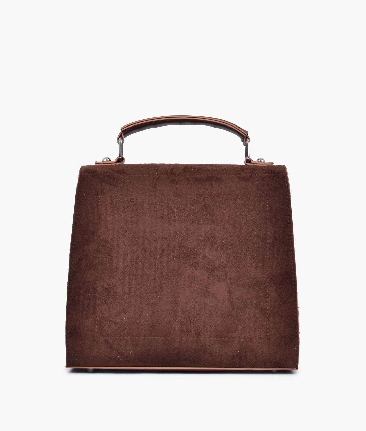 Dark brown suede push-lock messenger bag